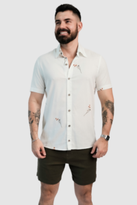 Camisa Aberta Art Flowers